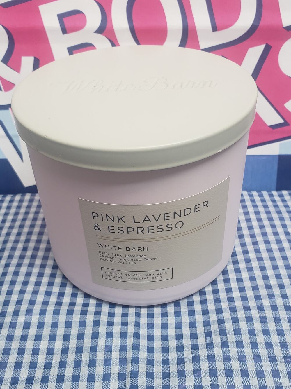 BBW Pink Lavender & Espresso Large 3 Wick Candle Home Fragrance